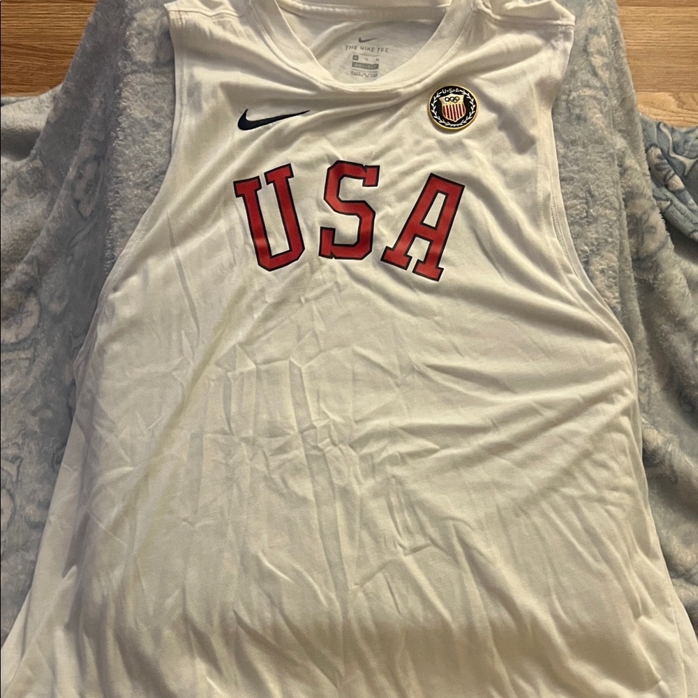 Nike White USA Tank Top with Red Lettering